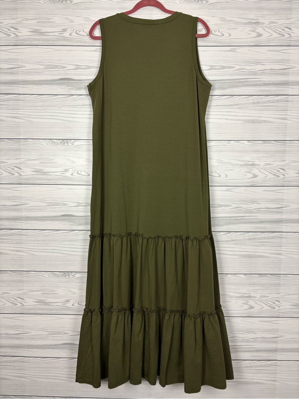 Soft Surroundings Green knit tiered maxi dress size large boho - Picture 5 of 5